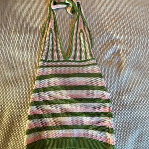 Crochet Stiped Halter Dress